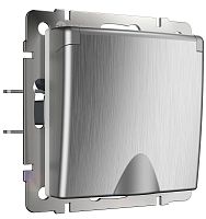 Розетка с заземлением без рамки Werkel 1-м. крышка шторки IP44 серебряный рифленый картинка